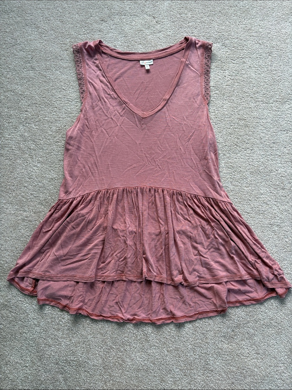 Self Esteem Mauve Pink Sleeveless Tiered V-Neck Tunic